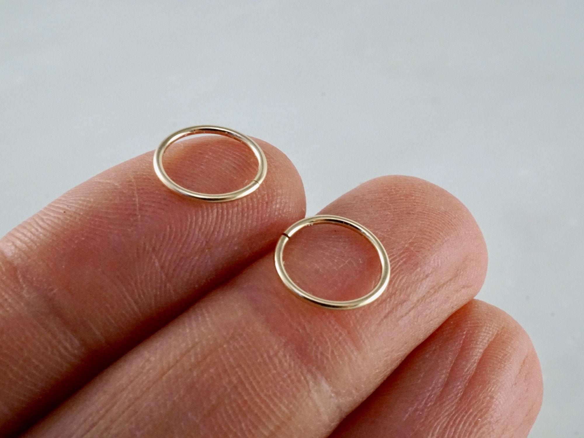 14K Gold Filled Mini Hoops - Two Sets of Earrings  | 20g Small Gold Silver Hoops | Sleepers | Nose Rings | Cartilage Hoops