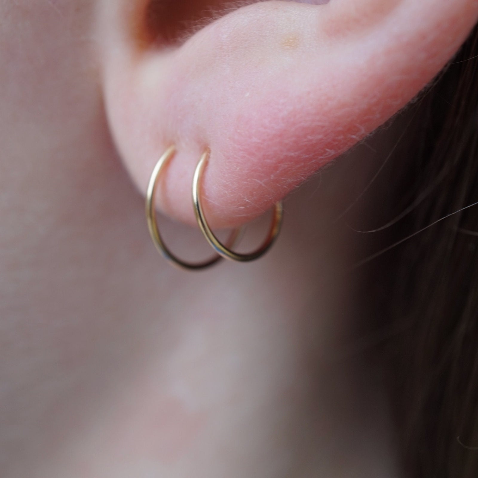 Two Sets of Earrings - 14K Gold Filled Mini Hoops | 20g Small Gold Silver Hoops | Sleepers | Nose Rings | Cartilage Hoops