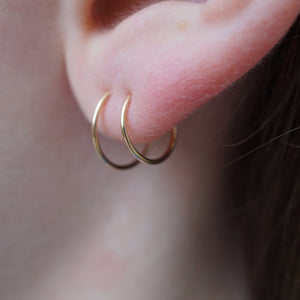 Two Sets of Earrings - 14K Gold Filled Mini Hoops | 20g Small Gold Silver Hoops | Sleepers | Nose Rings | Cartilage Hoops