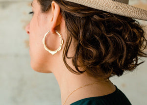 Moroccan Hoop Earrings Large Brass With Silver Posts