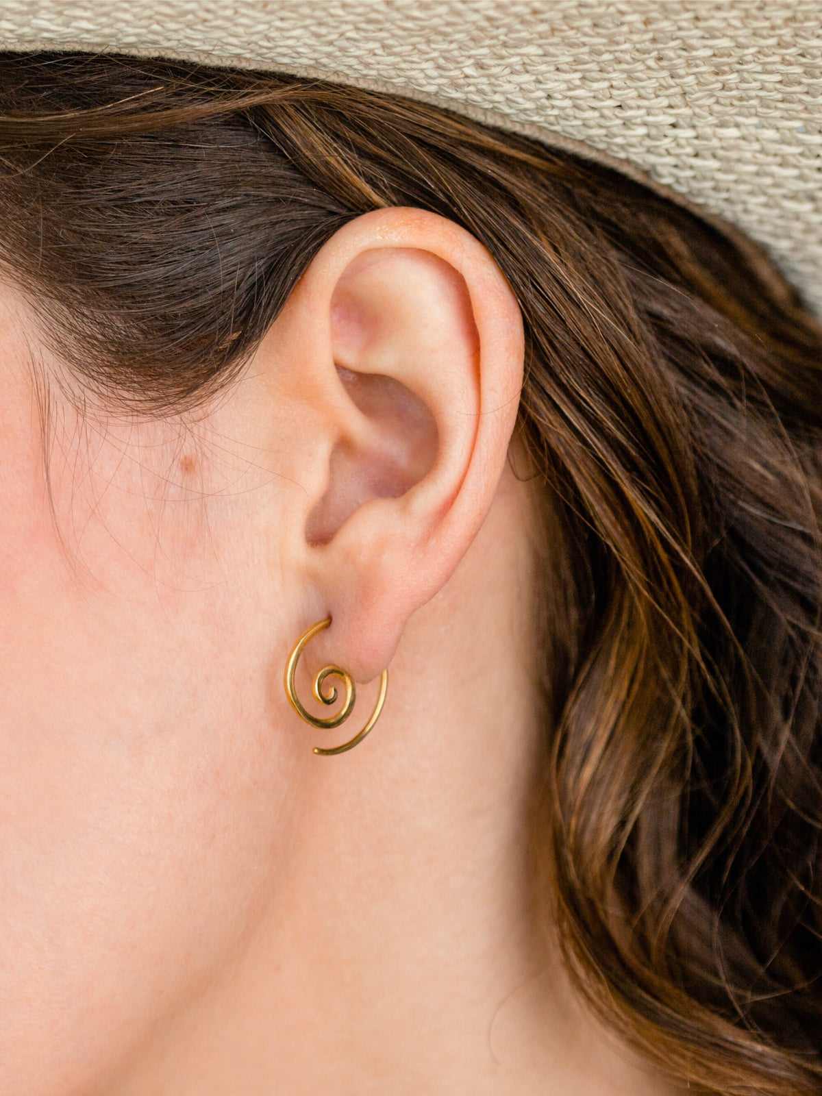 Tiny Gold Spiral Earrings - Sleeper Hoop Earrings - 14K Gold-plated (g236)
