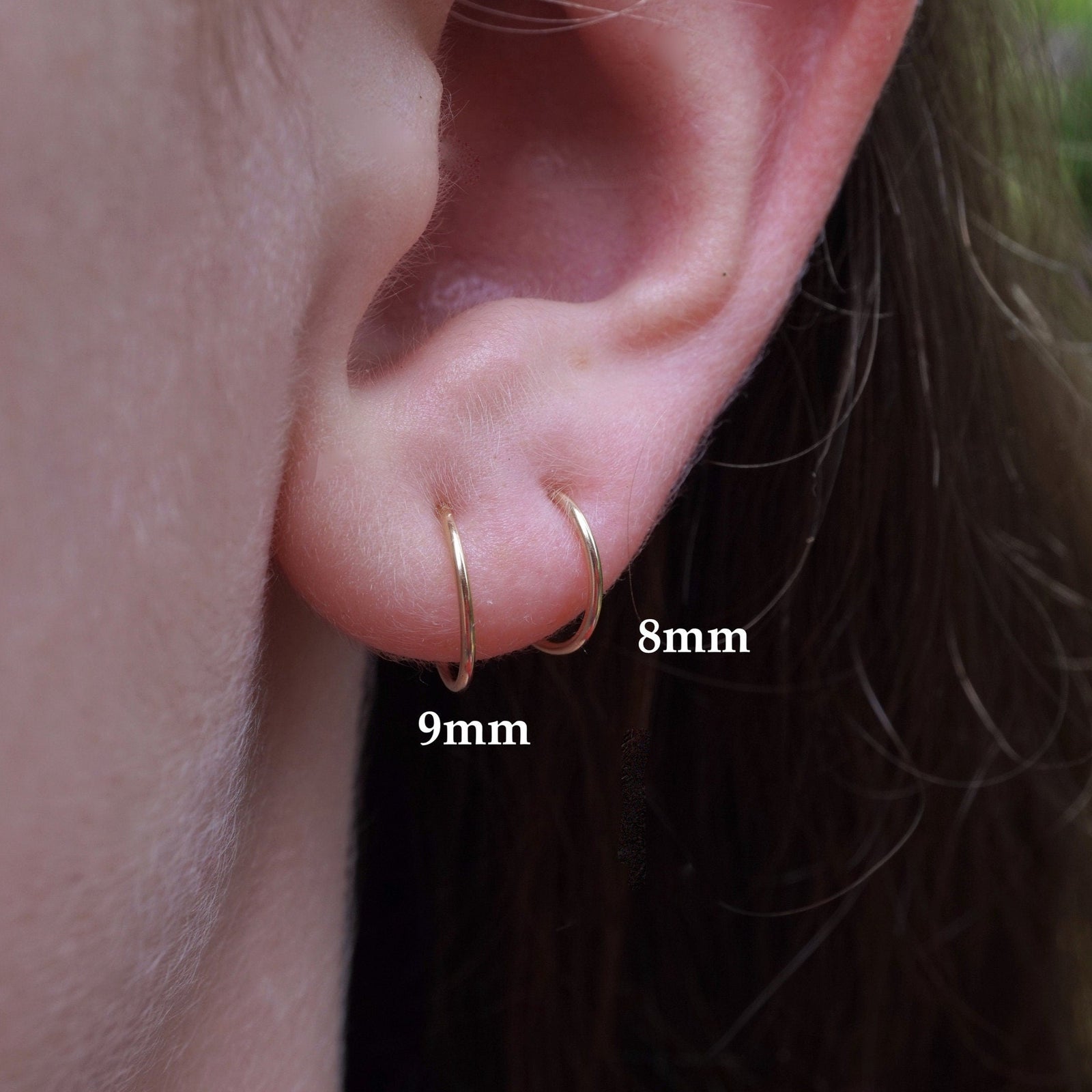 14K Gold Filled Mini Hoops - Two Sets of Earrings  | 20g Small Gold Silver Hoops | Sleepers | Nose Rings | Cartilage Hoops