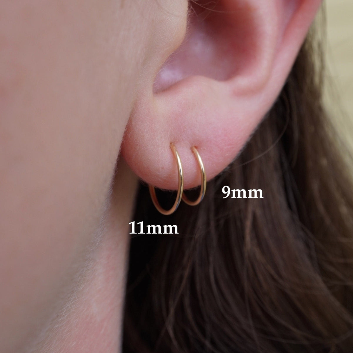 Two Sets of Earrings - 14K Gold Filled Mini Hoops | 20g Small Gold Silver Hoops | Sleepers | Nose Rings | Cartilage Hoops