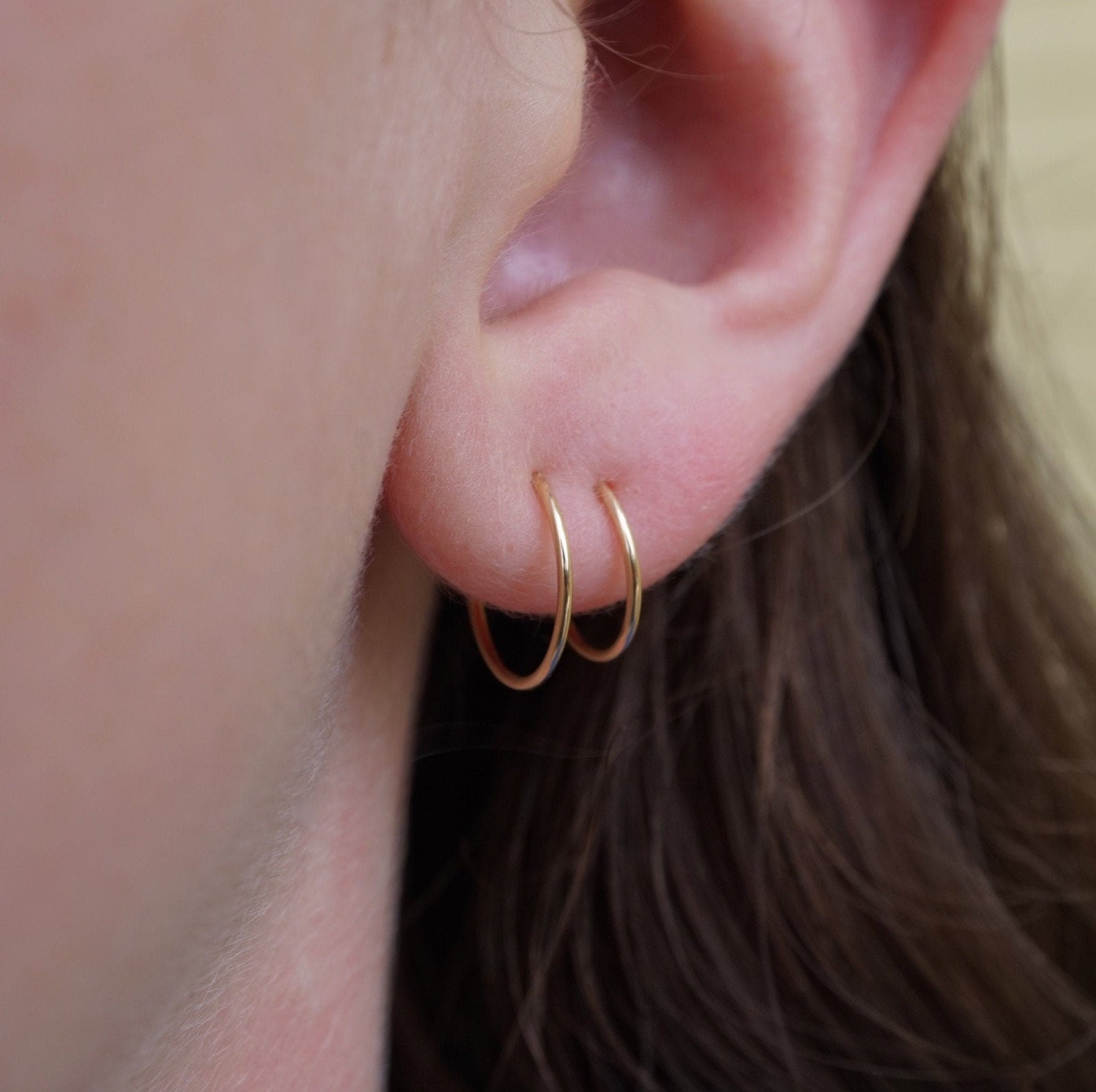 Two Sets of Earrings - 14K Gold Filled Mini Hoops | 20g Small Gold Silver Hoops | Sleepers | Nose Rings | Cartilage Hoops