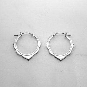 Small Hoops - Moroccan Scalloped Earrings - Gold-tone hoops (242B)