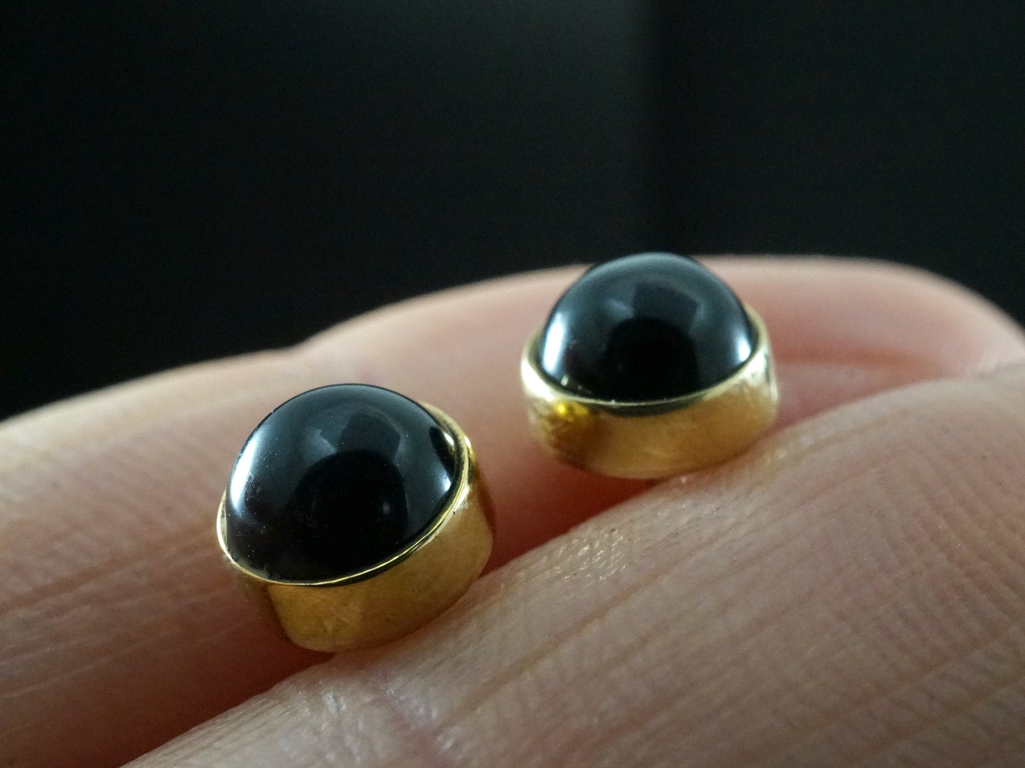 Onyx Black Studs Sterling Silver Earrings | December Birthstone (S250X)