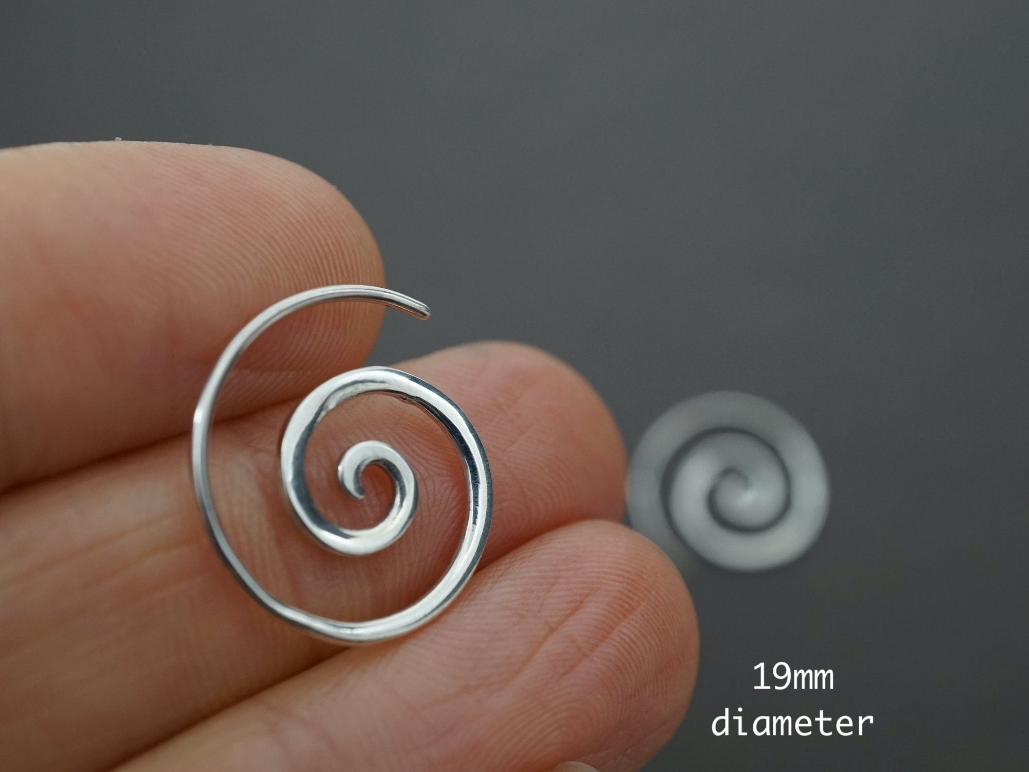 Tiny Spiral Earrings - Solid Sterling Silver Hoops - Minimalist Earrings - Sleeper Jewelry - Gift (236S)