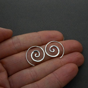 Tiny Spiral Earrings - Solid Sterling Silver Hoops - Minimalist Earrings - Sleeper Jewelry - Gift (236S)
