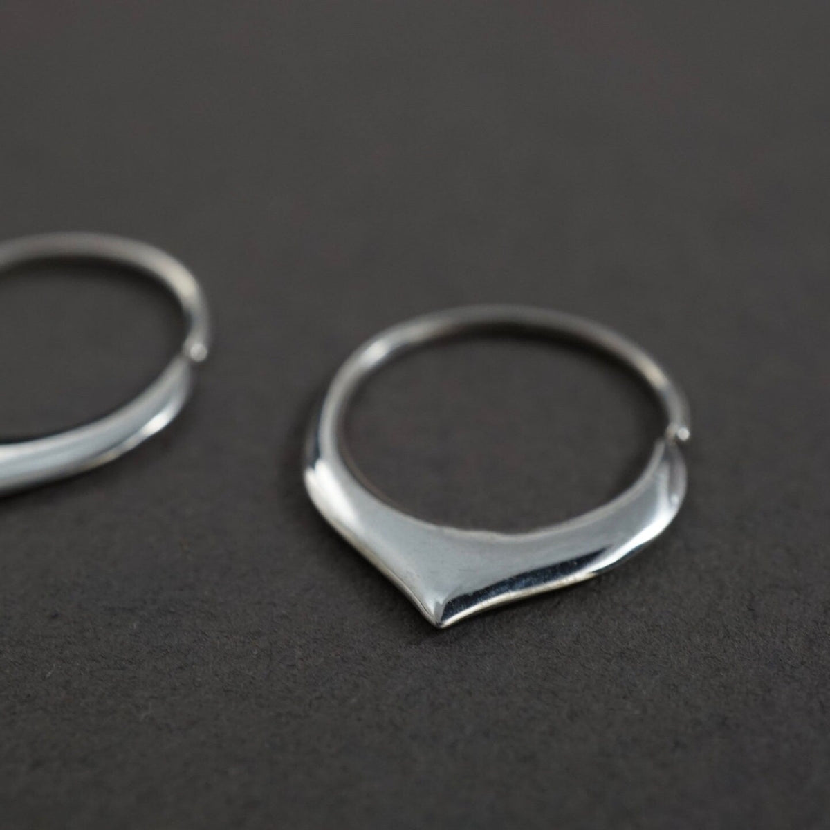 Tiny Petal Hoop Earrings Solid Sterling Silver - Sleeper Hoops (S240)
