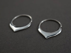 Tiny Petal Hoop Earrings Solid Sterling Silver - Sleeper Hoops (S240)