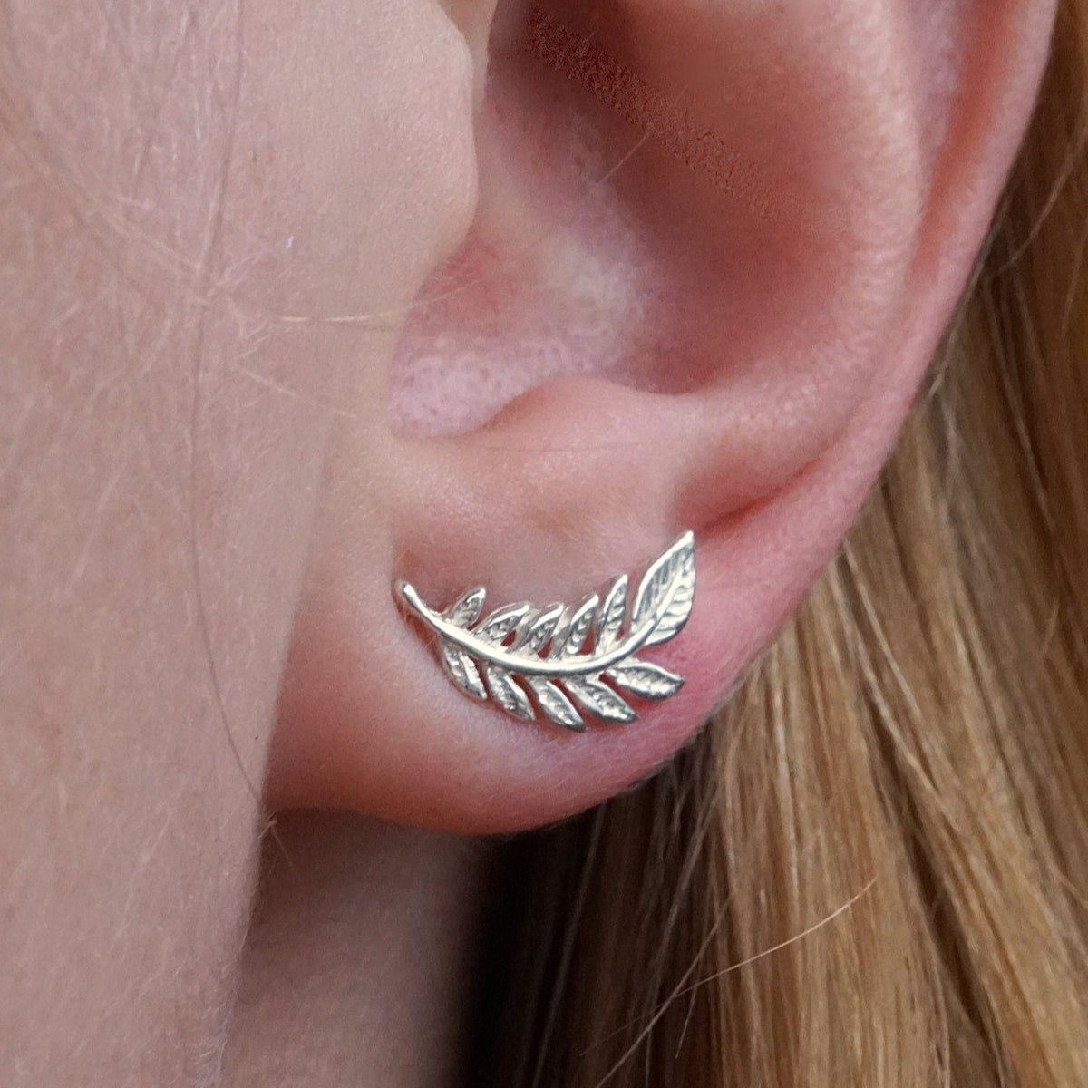 Tiny Leaf Studs - Gold Nature Jewelry - Olive Leaves (266GP)