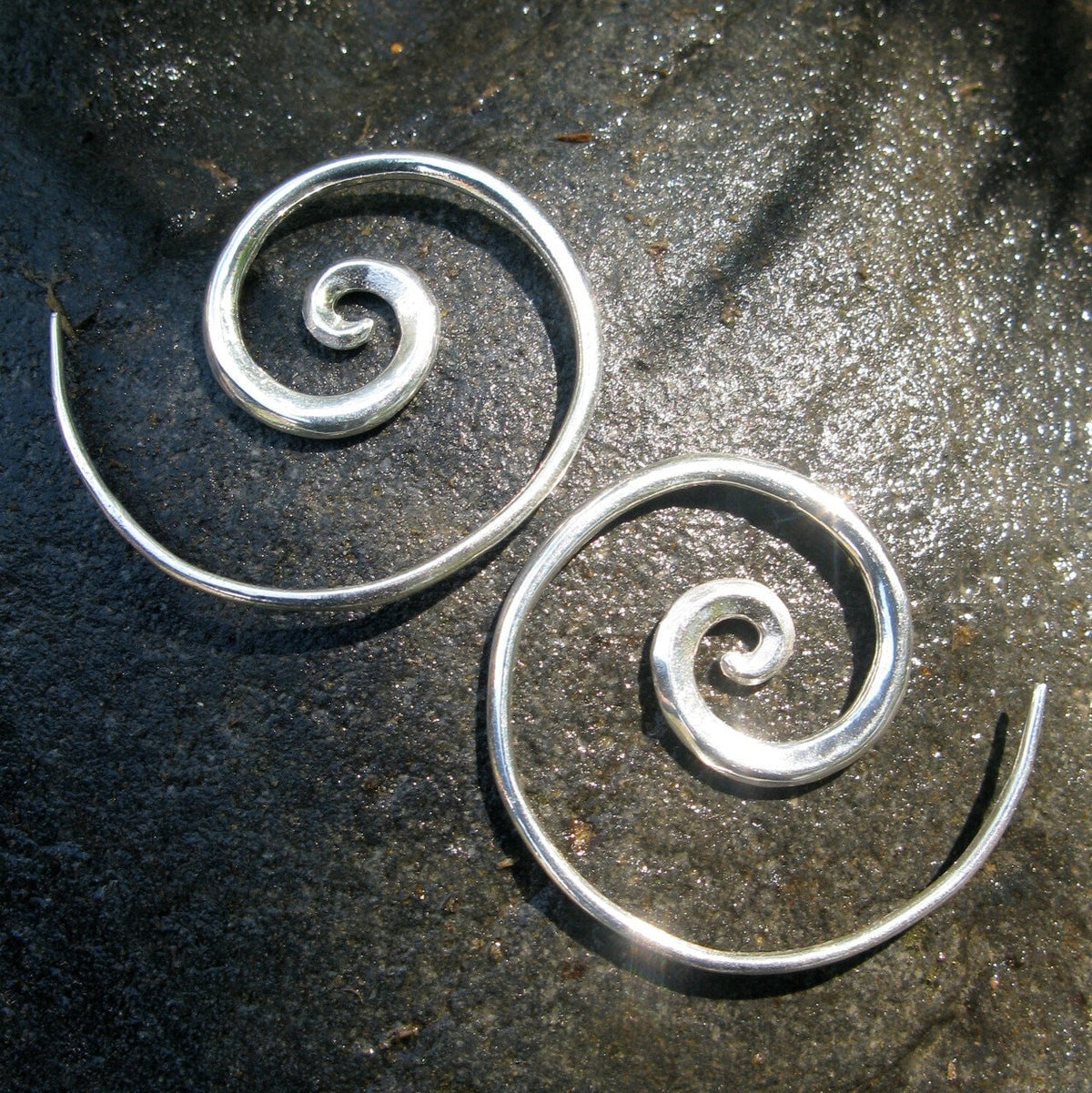 Solid Sterling Silver Spiral Earrings - Minimalist Jewelry (036S)
