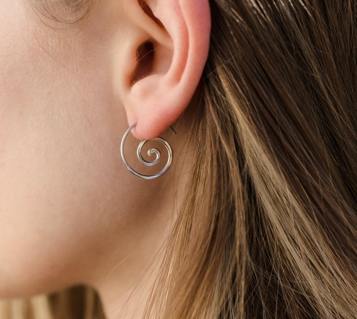 Tiny Gold Spiral Earrings - Sleeper Hoop Earrings - 14K Gold-plated (g236)