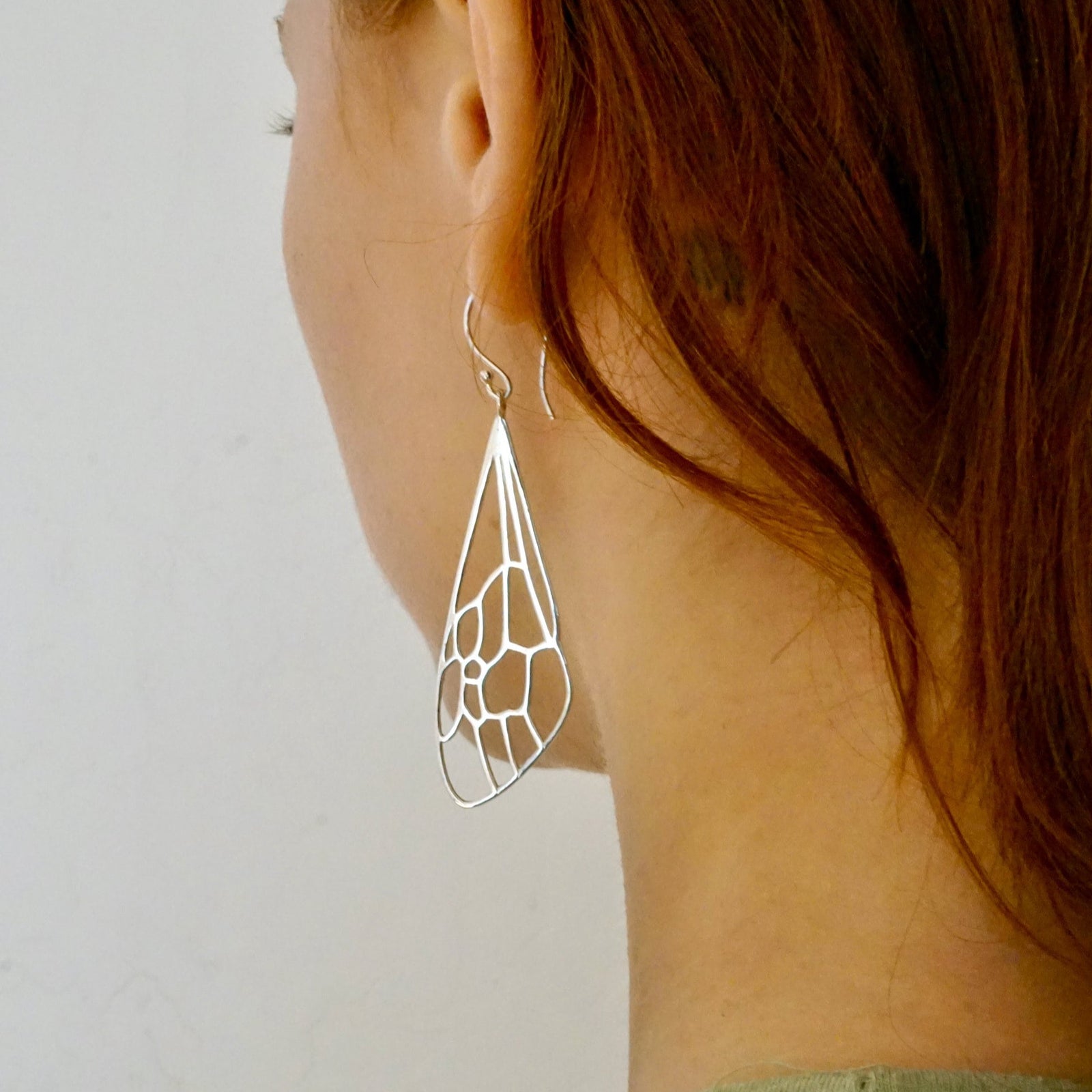 Queen Bee Earrings - Solid Sterling Silver - Honeybee Wings - dragonfly insect Jewelry- (286S)