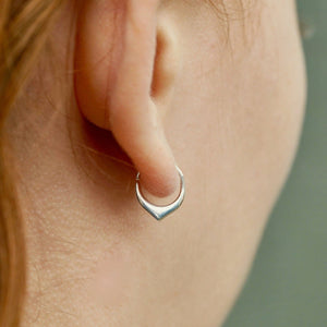 Tiny Petal Hoops  9mm Earrings  - Cartilage, Helix, Daith, Septum - Sterling Silver - Sleeper Hoops (S270)