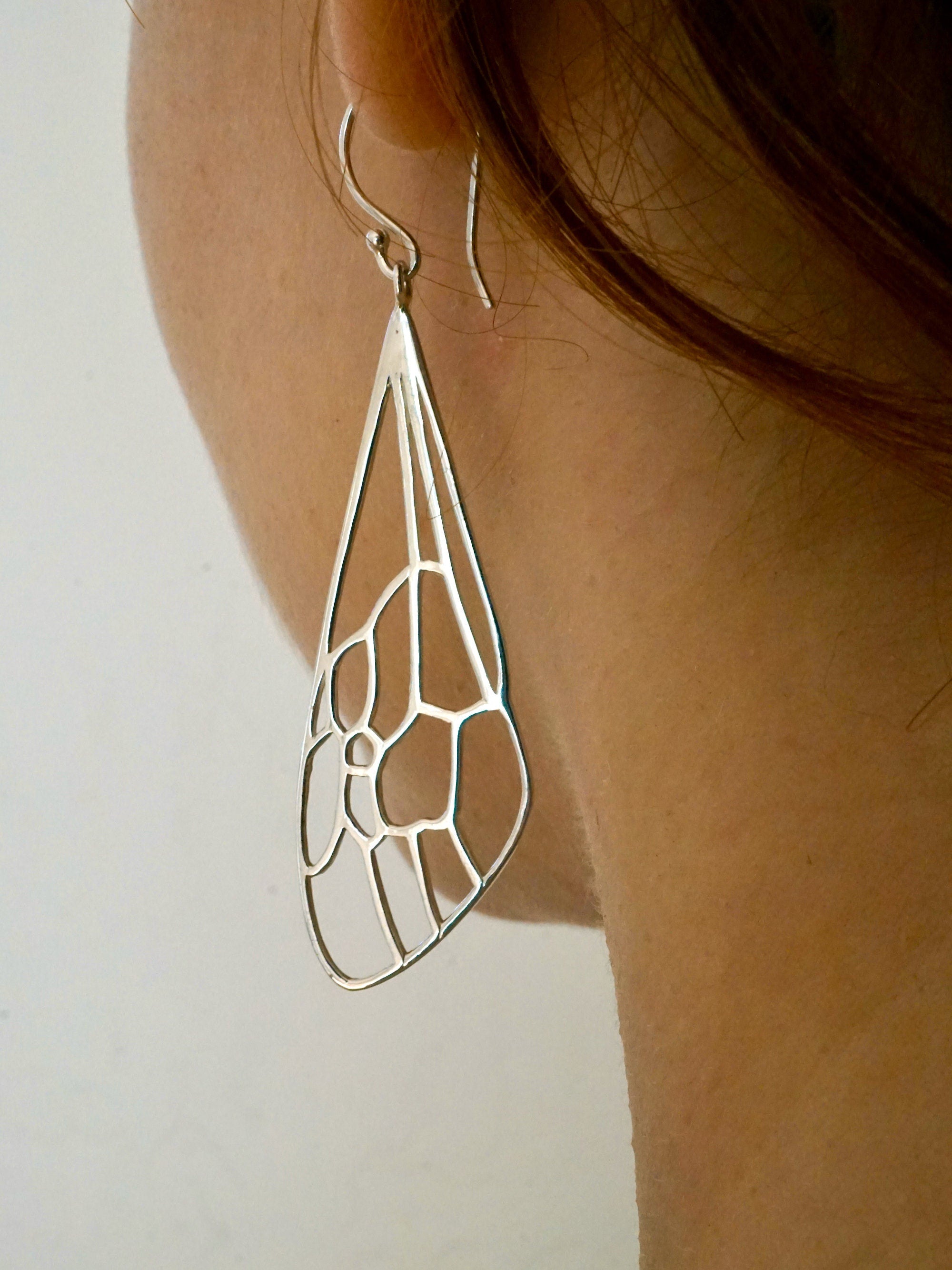 Honeybee Wings  - Solid Sterling Silver - Dangle Earrings  -  dragonfly insect Jewelry- (286S)