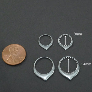 9mm Tiny Petal Hoops  Earrings  - Cartilage, Helix, Daith, Septum - Artisan Brass  - Sleeper Hoops (S270)