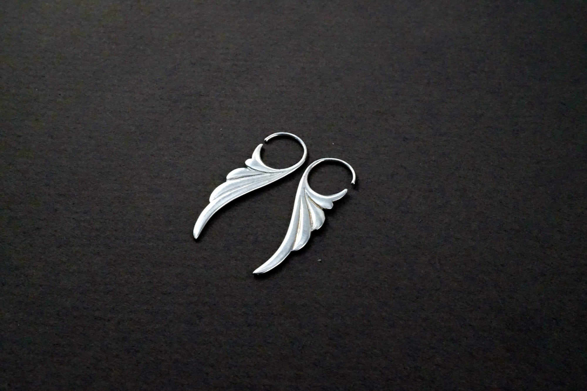 Fern Leaf Elf Earrings - Sterling Silver Art Nouveau (282S)