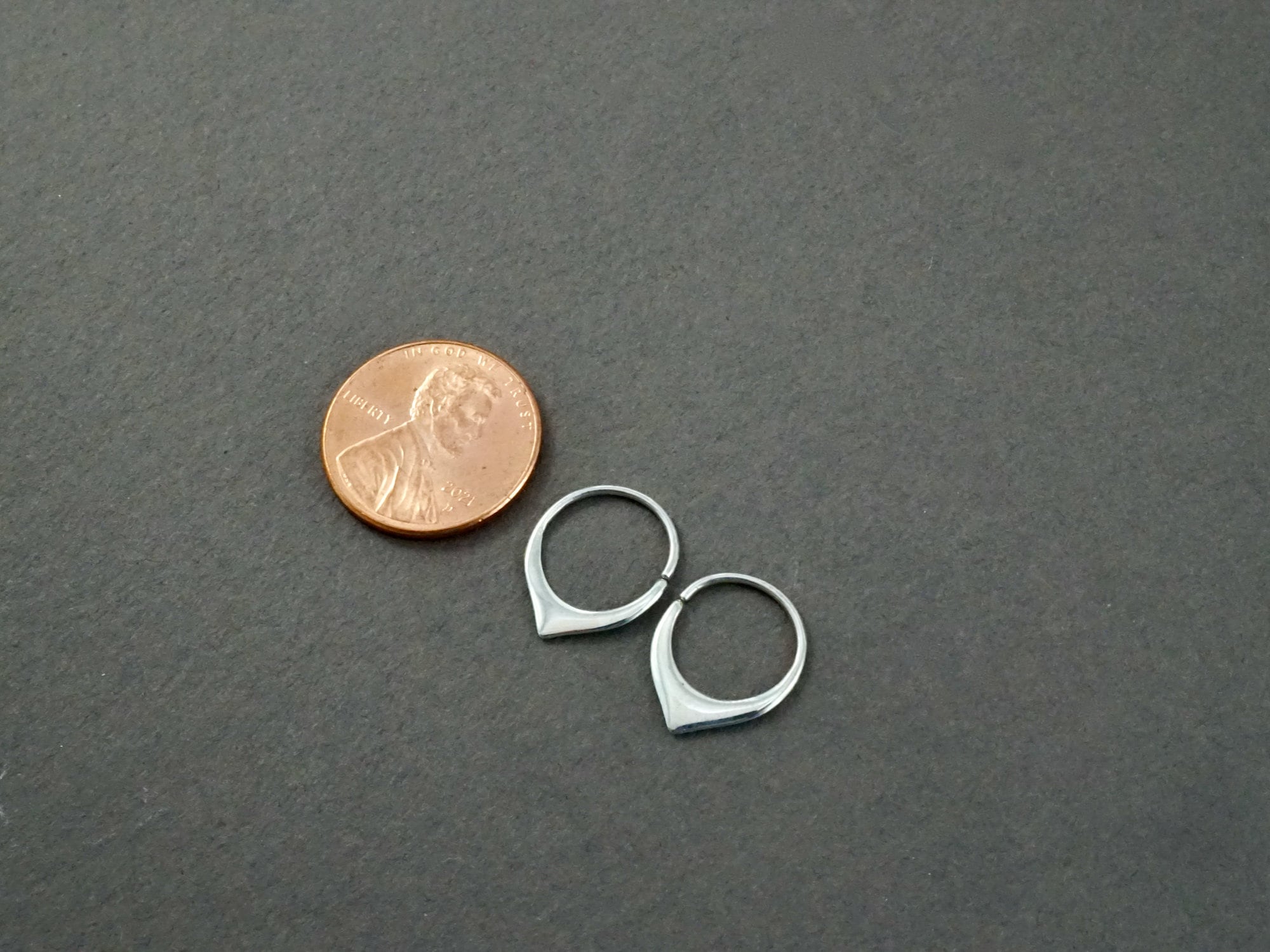 9mm Tiny Petal Hoops  Earrings  - Cartilage, Helix, Daith, Septum - Artisan Brass  - Sleeper Hoops (S270)