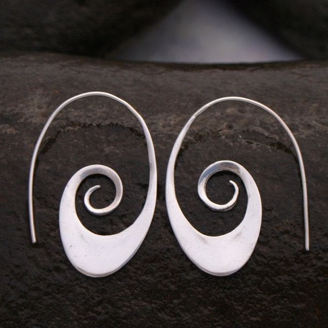 NKlaus Orecchino Singolo Argento 925 – Spirale Bali Decorata Stile Celtico, Misura 10mm