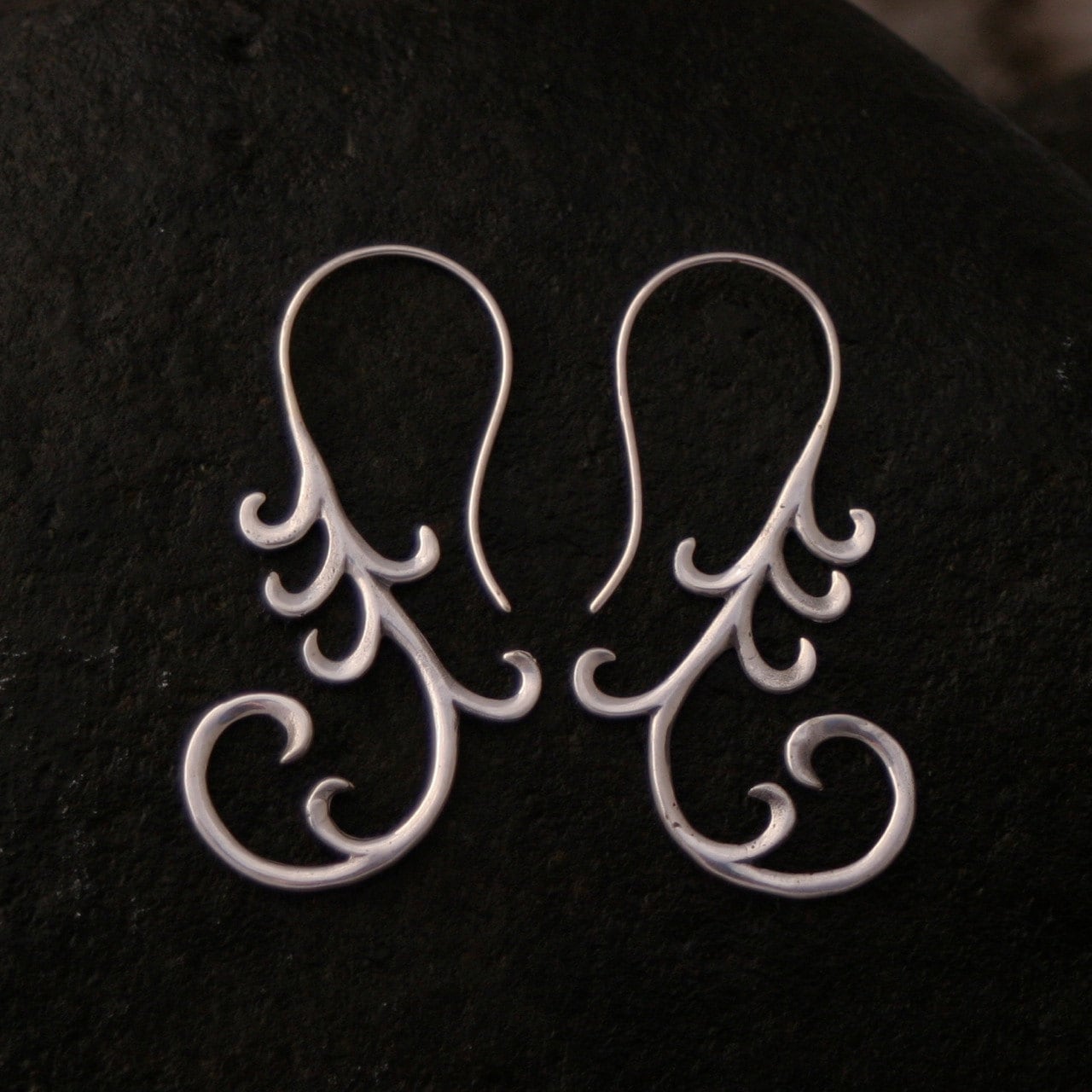 Silver Cascade Art Nouveau Dangle Earrings