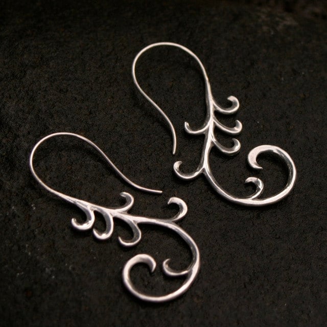 Silver Cascade Art Nouveau Dangle Earrings