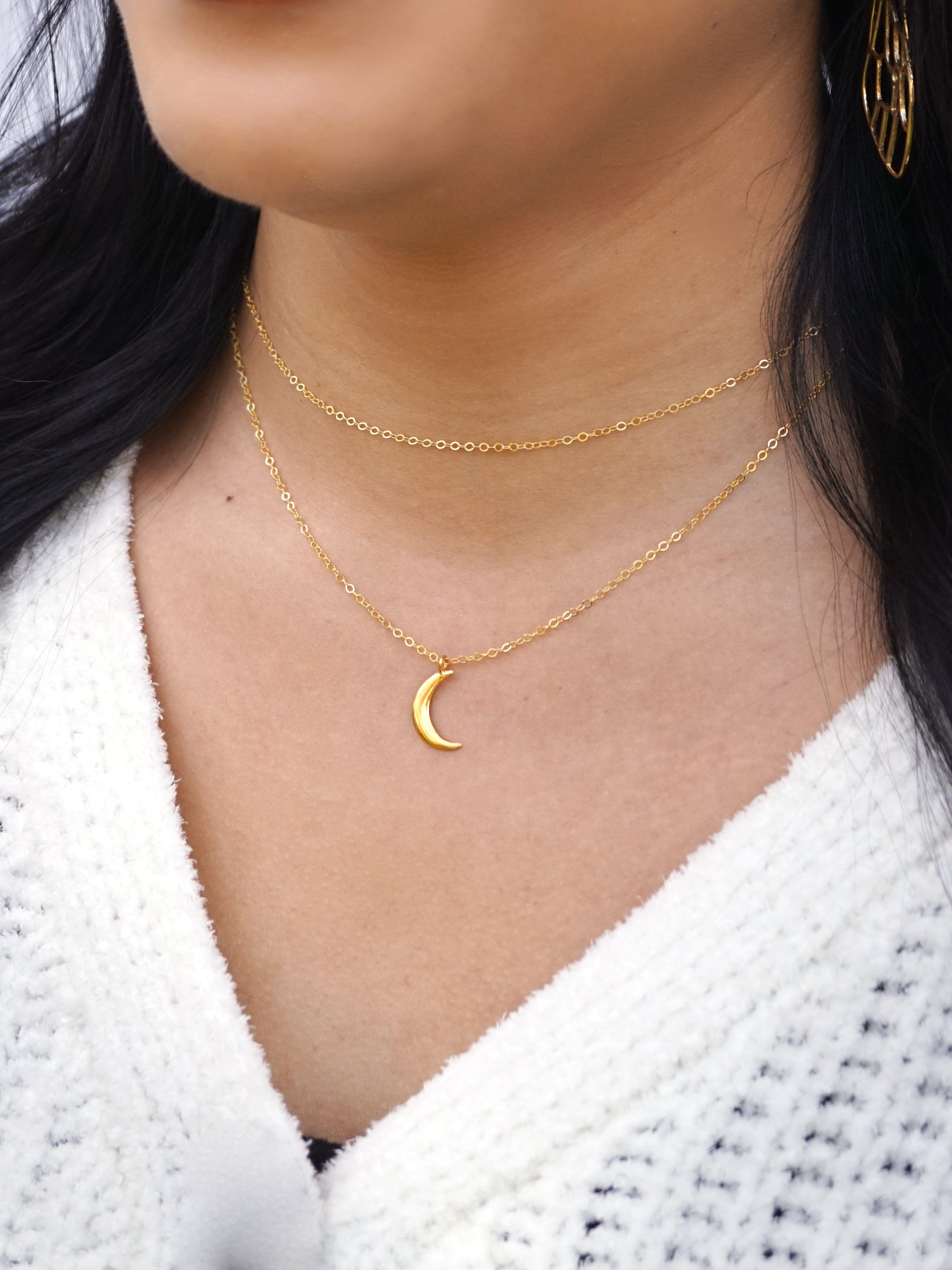 Crescent Moon Necklace Gold (284G)
