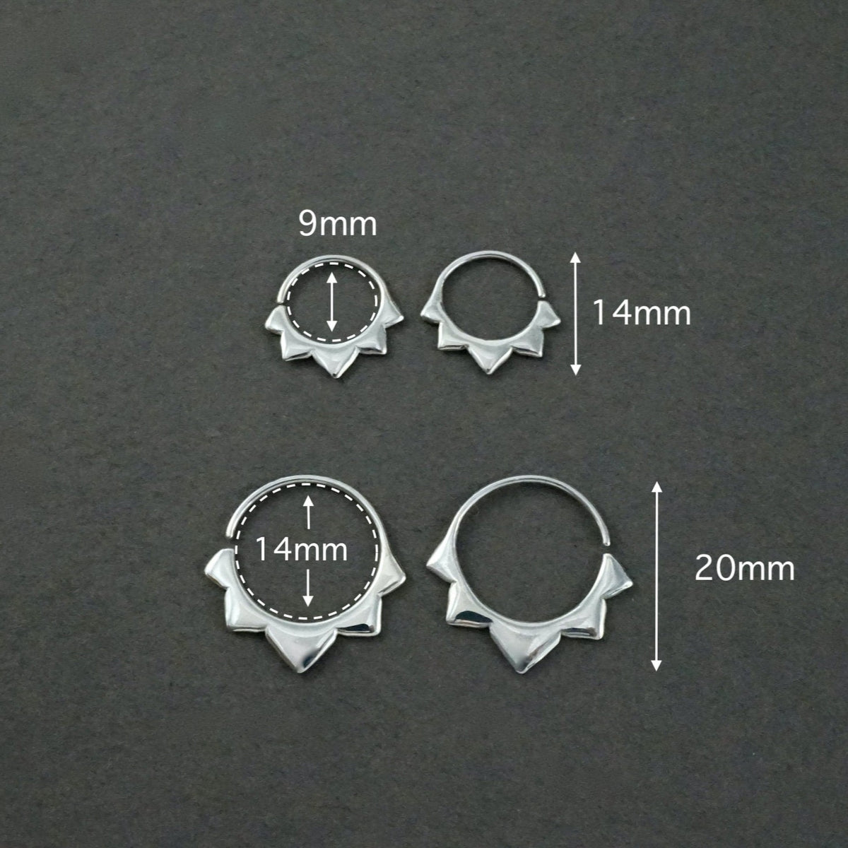 Sterling Silver Hoops 14mm - Flower petal Sleeper Earrings - (276S)