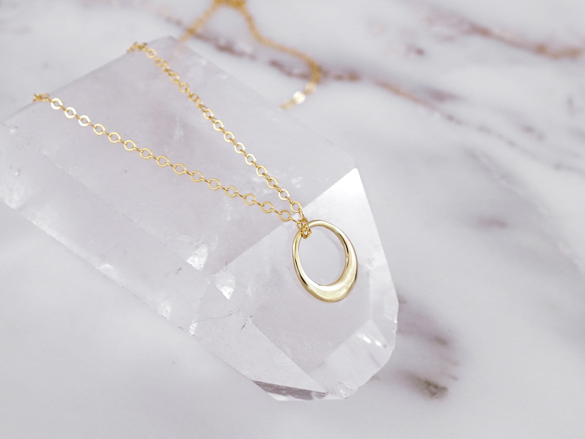 Dainty Eternity Circle Necklace Gold