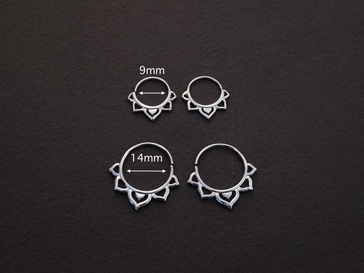 Flower Huggie Hoops Two Sets Sterling Silver - Everyday earrings (296S, 298S)