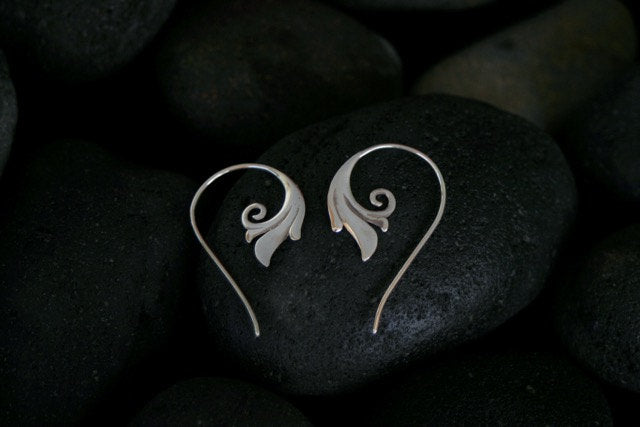 Minimalist Tribal Spiral Hoop Sterling Silver