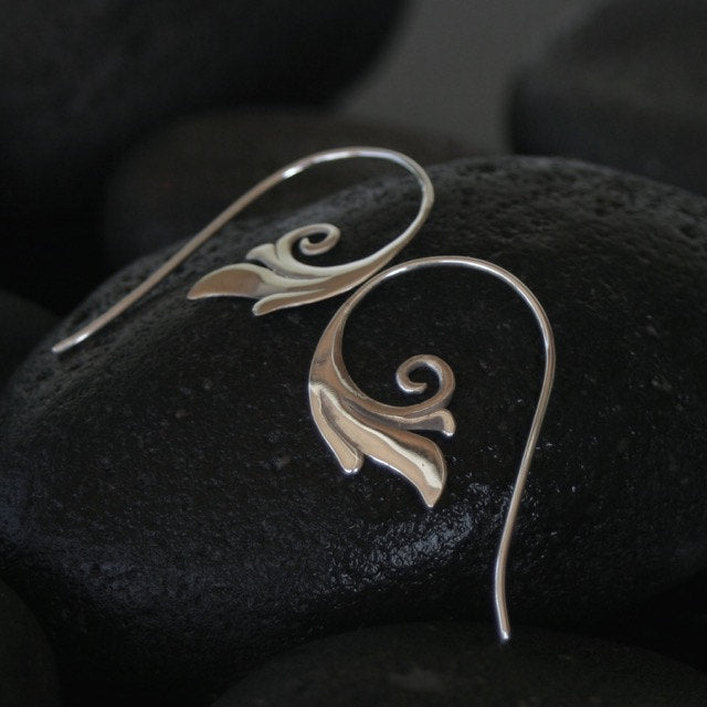 Minimalist Tribal Spiral Hoop Sterling Silver