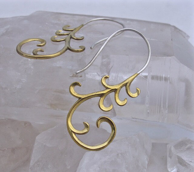 Cascade Art Nouveau Dangle Earrings Gold-Tone
