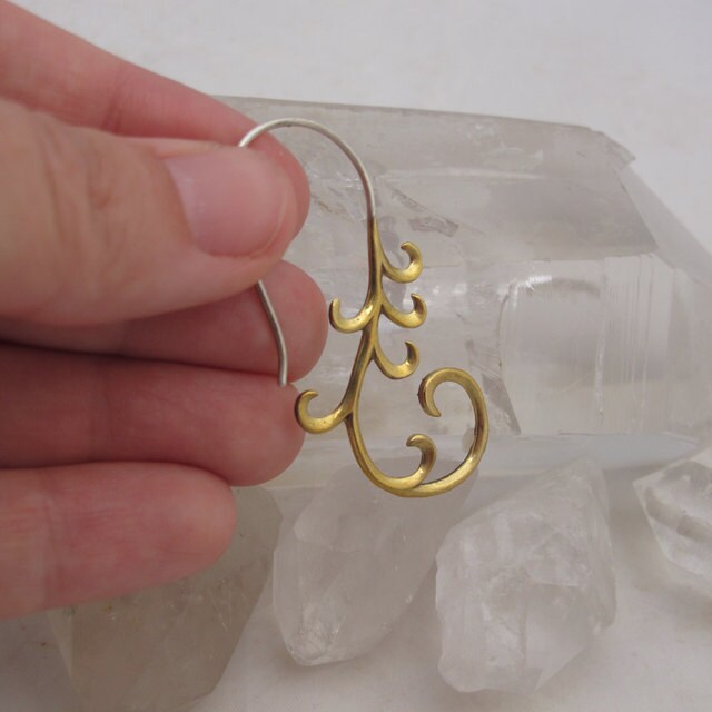 Cascade Art Nouveau Dangle Earrings Gold-Tone
