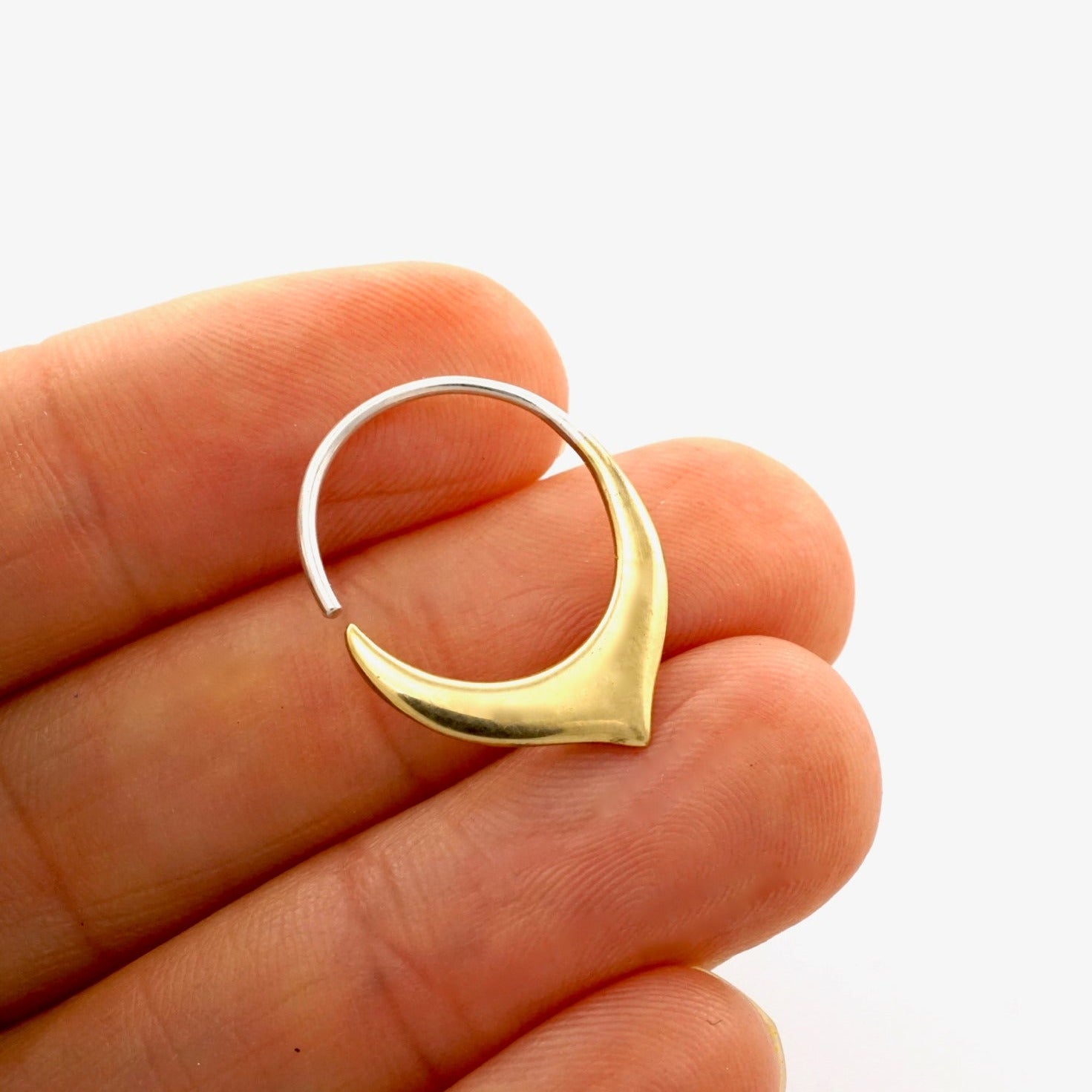 Tiny Petal Hoop Earrings - Gold Tone with 925 Sterling Ear Wire - Sleeper Hoops (B240)