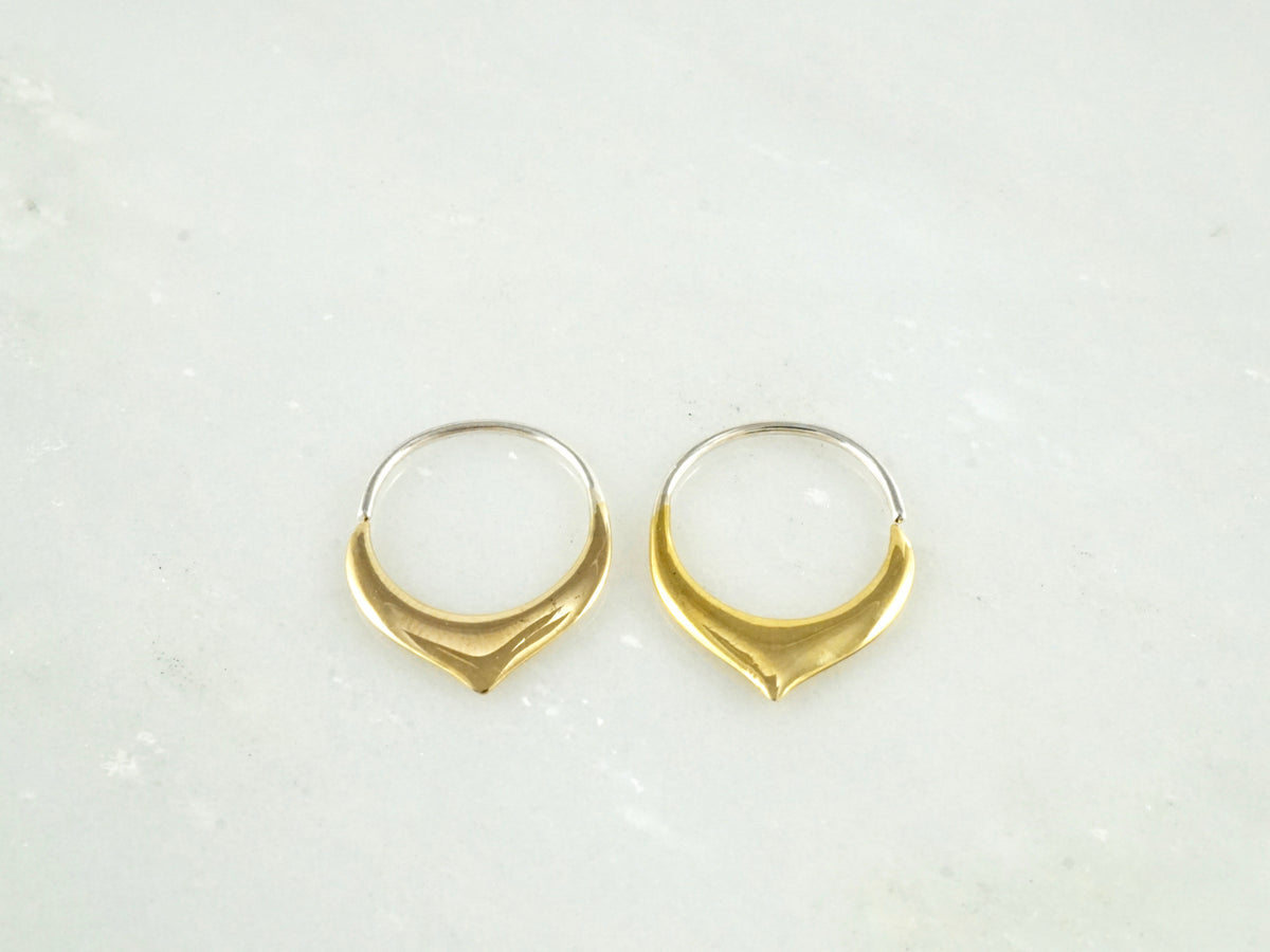 Tiny Petal Earrings gold-tone w/ 925 Silver Hoops - Sleeper Hoops (B240)