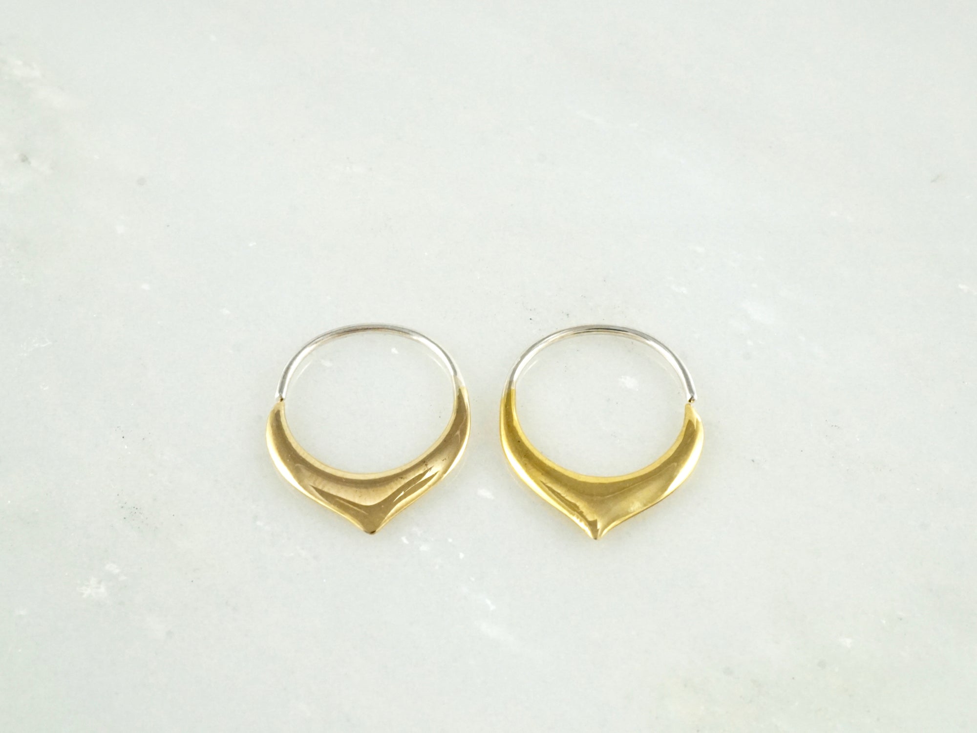 Tiny Petal Earrings gold-tone w/ 925 Silver Hoops - Sleeper Hoops (B240)