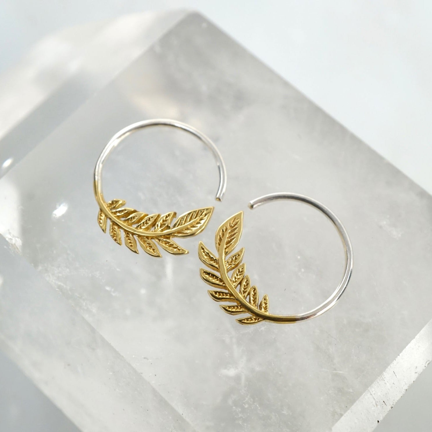 Olive leaf discount hoop earrings