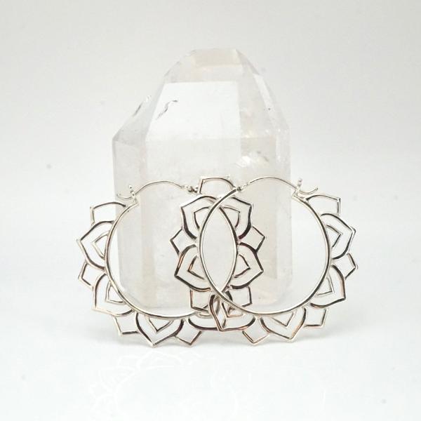 Mandala Star Earrings - Solid Sterling Silver Hoop Earrings - Yogi Jewelry - Statement Earrings (194S)